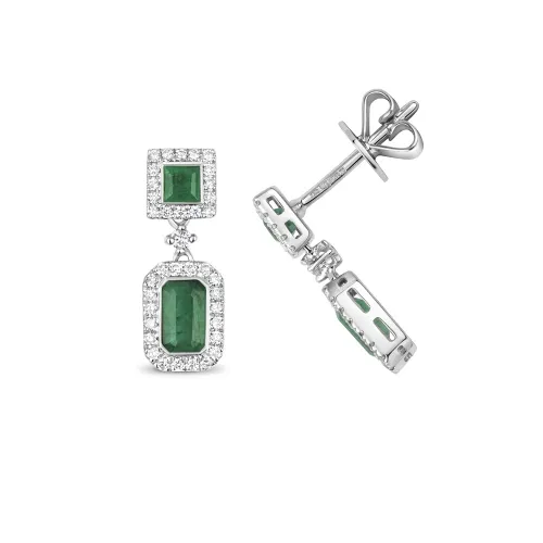 Emerald Stud Earrings White Gold